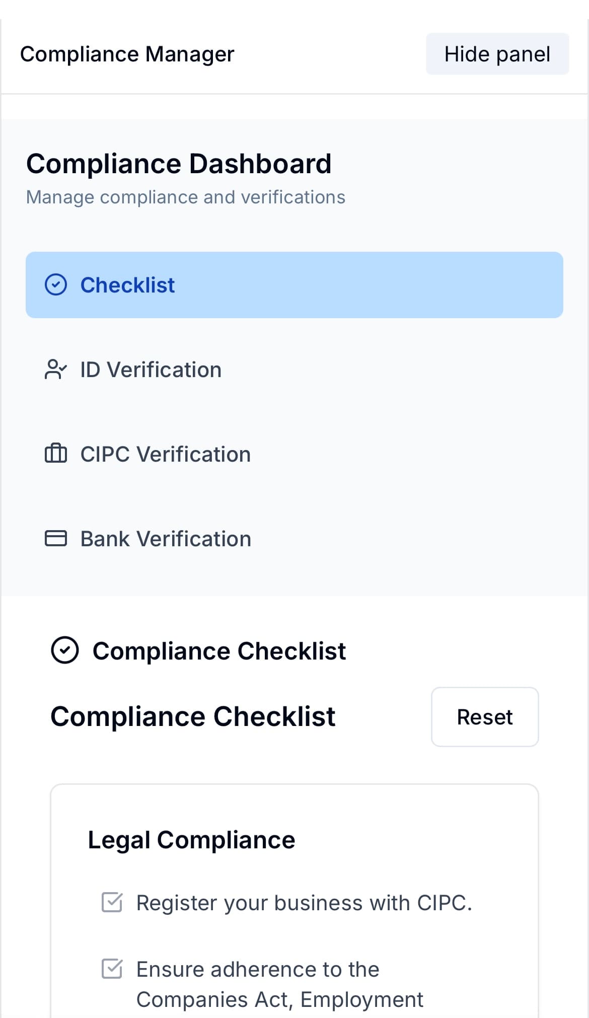 Compliance UI