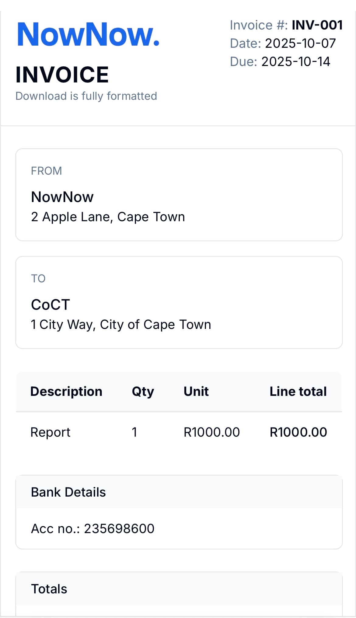 Invoice creator demo